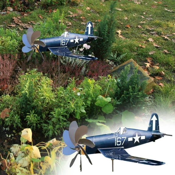 Airplane Wind Spinner - Outdoor Windmill Metal Windmill | Airplane Wind Sculpture Spinner Windmill Stainless Steel Aircraft Windmill | Garden Sculpture Creative HomeDecoration