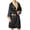 (New2)Black, variant on Men's Loose Waffle Kimono Style Robe, Soft Cozy Long Sleeve Casual Sleepwear with Pockets Drawstring Waist