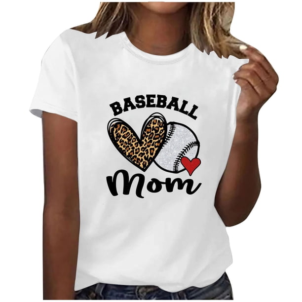 Blusas de Manga Corta para las Mujeres Imprimir Cuello Redondo, Camiseta Casual para Primavera Verano Diario