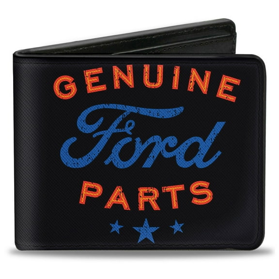 Ford Wallet, Bifold, Genuine Ford Parts Star Logo Black Red Blue, Vegan Leather