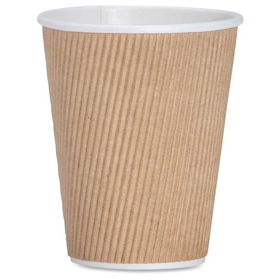 Watson Distributing 12 oz Ripple Insulated Double Wall Leak-Free Paper Cup - 500 Count Leakproof Recyclable Disposable Cups for Restaurants, Cafes, Bistros, Parties, and Events