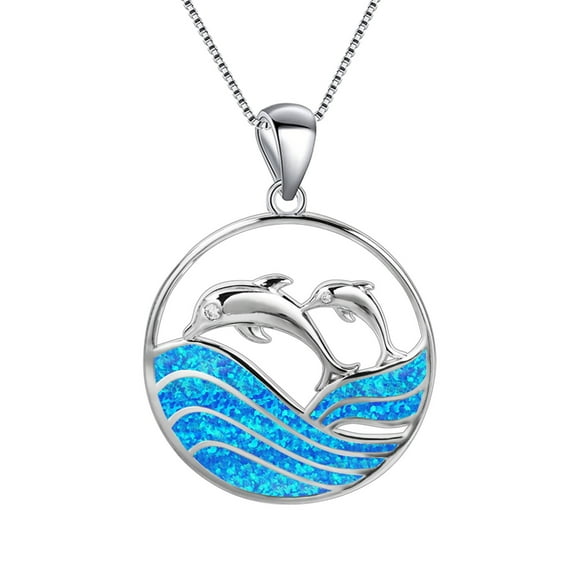 YUEHAO accessories Necklaces Pendants Fashion Dolphin Necklace Diamond Necklace Woman Beating Dazzling Dolphin Shaped Pendant Small Diamond Pendant Woman Jewelry Silver