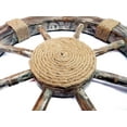 thumbnail image 3 of Wooden Ship Wheel Pine Wood Torched (Antique Black Finish) - Yellow Rope - (24 Inches, Antique), 3 of 6