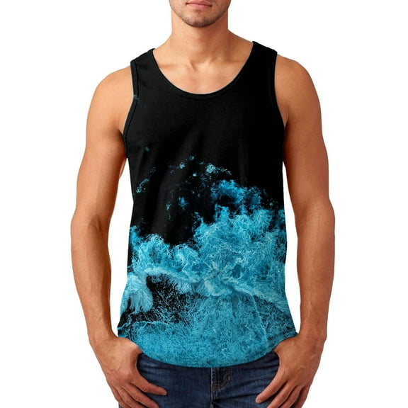 outfmvch tank top for men summer printed fashion casual sports beach sleeveless tank womens tops blue