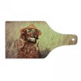 thumbnail image 1 of Animal Cutting Board, Funny Retro Irish Setter Dog Wearing Hat and Sunglasses Humorous Joyful Picture, Tempered Glass Cutting and Serving Board, Wine Bottle Shape, Redbrown Tan, by Ambesonne, 1 of 1
