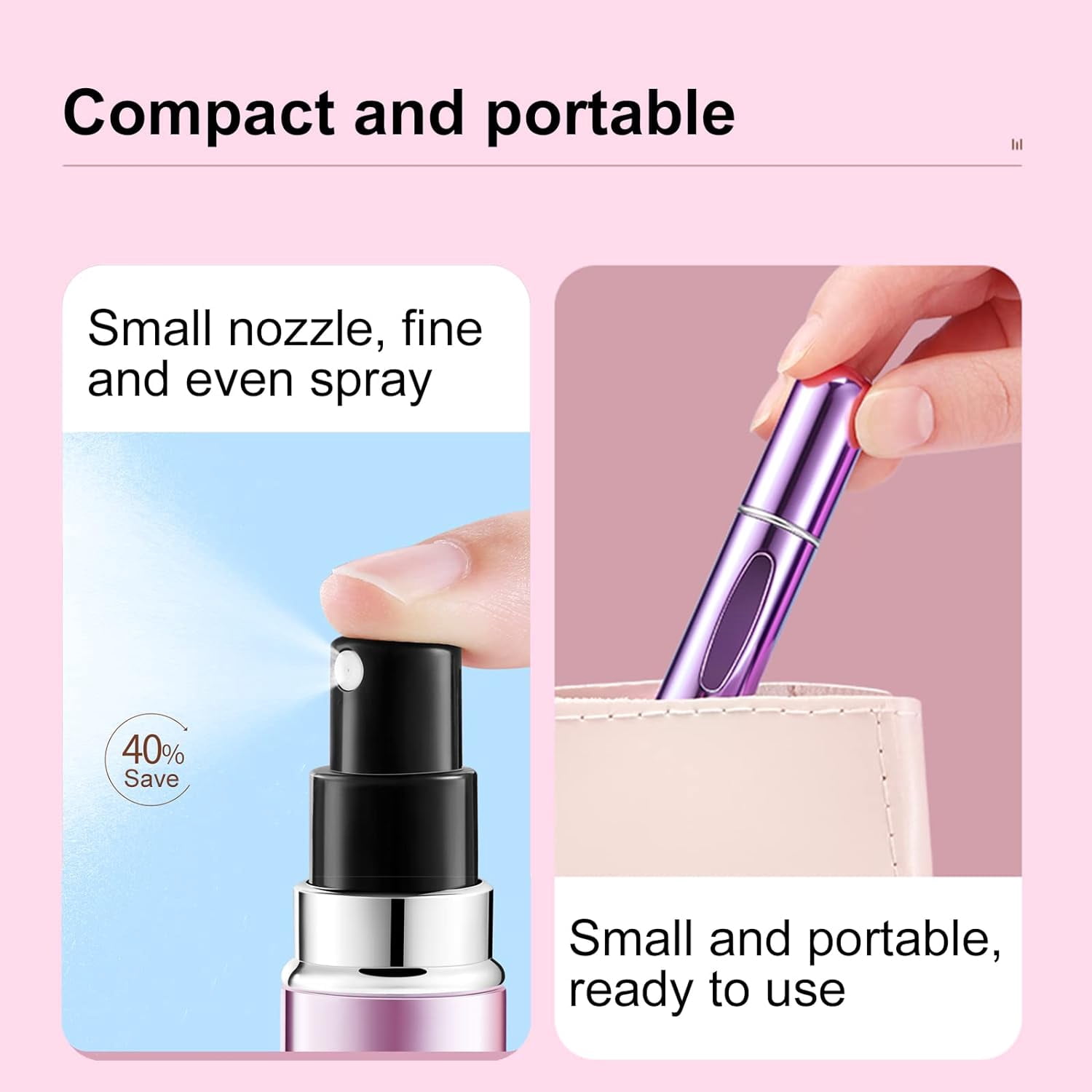 Mini Refillable Perfume Portable Atomizer Bottle Refillable Perfume Spray, Refill Pump Case for Traveling and Outgoing (5ml, 4 Pack)