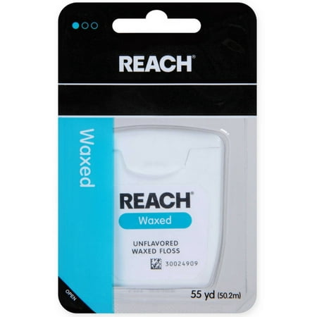 REACH Unflavored Waxed Dental Floss, 55 yds