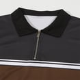 thumbnail image 3 of Ceisia Men's Color Block Half Zip Short Sleeve Polo Shirt With Stripe Detail Coffee L Gift, 3 of 7