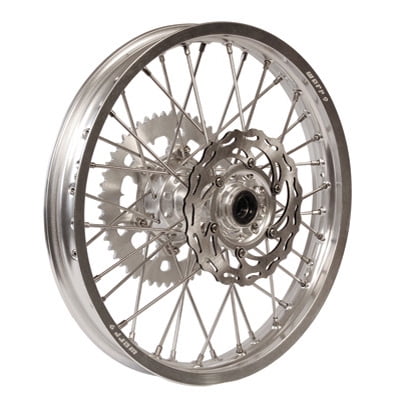 Warp 9 Complete Wheel Kit - Rear 18 x 2.15 Silver Rim/Silver Hub/Silver Spokes and Nipples for Yamaha WR400F 1999-2000
