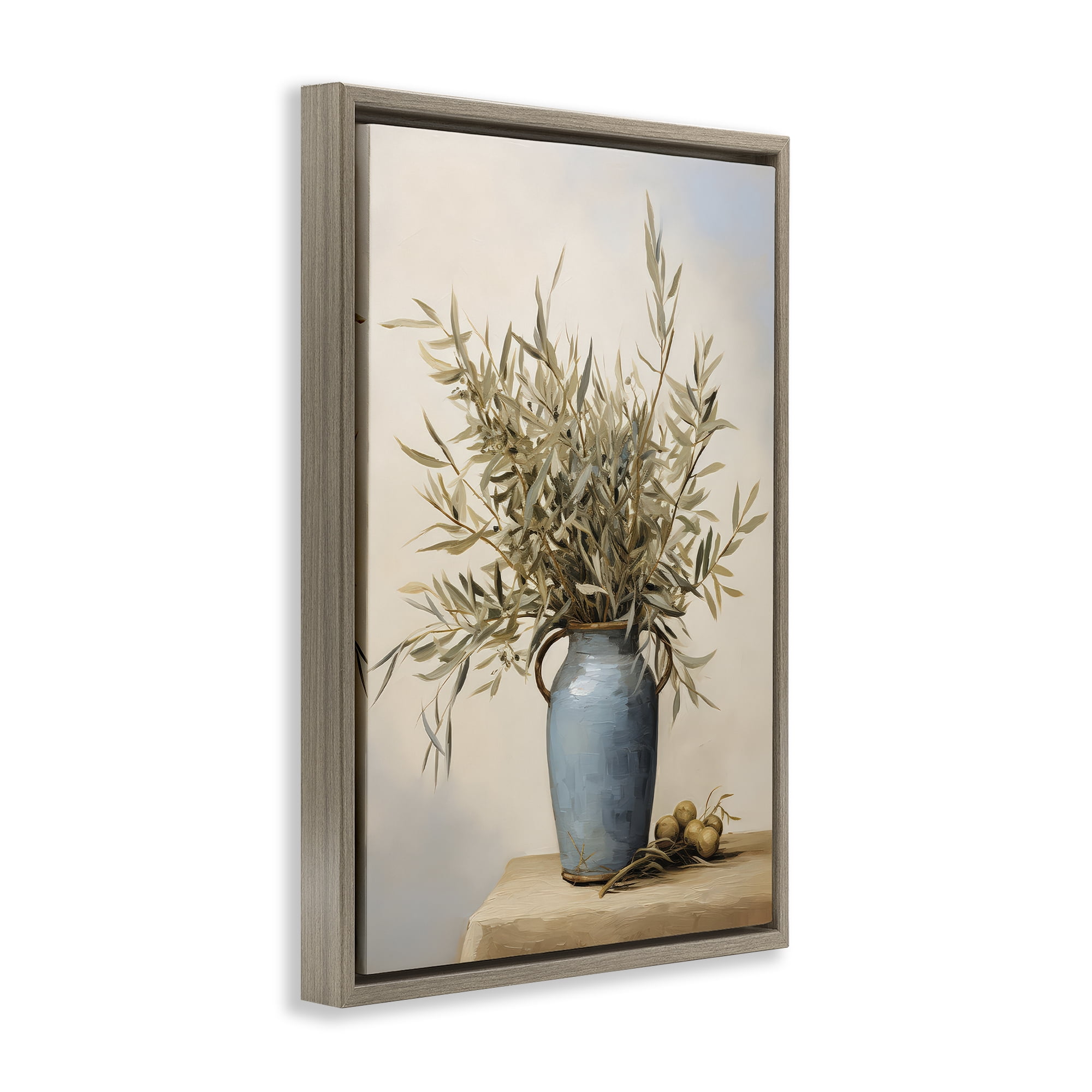 Stupell Industries Rustic Pottery Plant Plants & Flowers Painting Brown Floater Framed Canvas Art Print Wall Art, 21 x 31