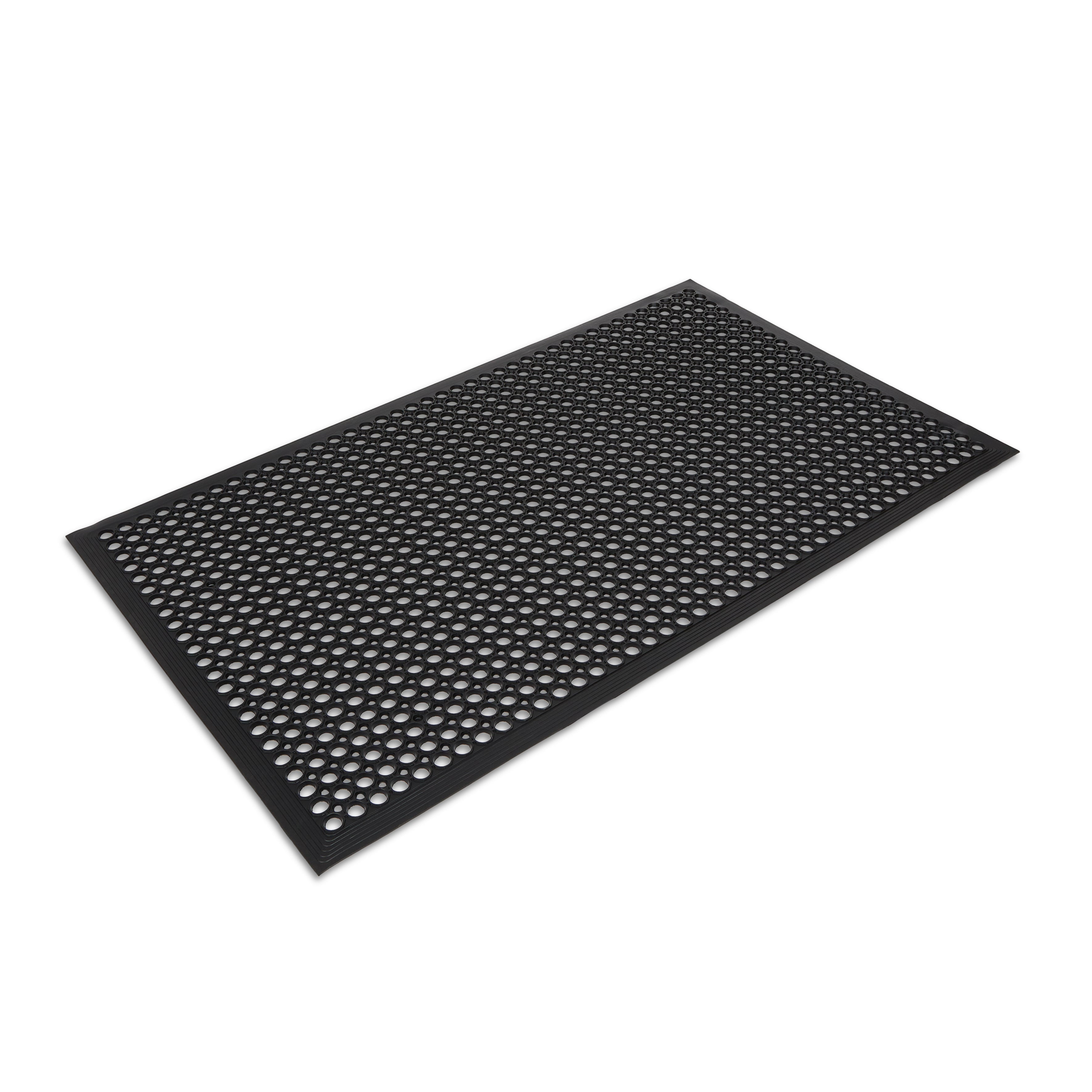 Backyard Expressions 36" x 60" Outdoor Rubber Drainage Mat, Heavy Duty Non Slip Floor Mat with Holes, Indoor Outdoor Door Mat for Entryway, Patio, Garage, Kitchen, Pool & Wet Areas, Black