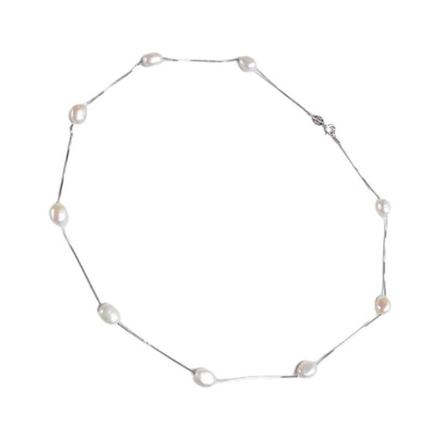 Collar de perlas de plata Sonducket para mujer decorativo portátil 45cm