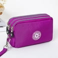 thumbnail image 3 of Triple Zipper Clutch Coin Purse, Nylon Lightweight Wristlet Wallet, Casual Portable Cell Phone Bag, 3 of 5