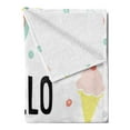 thumbnail image 2 of Hello Summer Soft Flannel Fleece Throw Blanket, Pastel Tone Lettering with Summer Tastes Watermelon Cherry and Ice Cream, Cozy Plush for Indoor and Outdoor Use, 50" x 70", Multicolor, by Ambesonne, 2 of 5