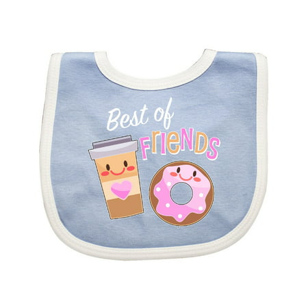 Best of Friends- coffee and donuts Baby Bib Blue/White One