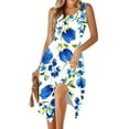 thumbnail image 6 of Womens Sleeveless Floral Dress Summer Casual Sundress Handkerchief Hem A Line Swing Beach Midi Dress, 6 of 7