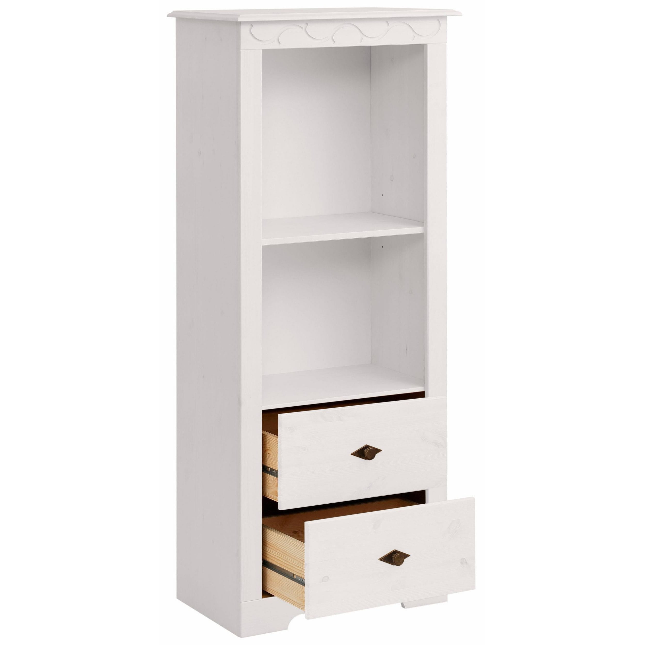 Scandinavian Living Lando Bookcase Low, Low White Solid Wood Bookcase