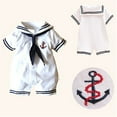 thumbnail image 2 of Kiapeise Newborn Kids Baby Boy Summer Clothes Short Sleeve Romper Sailor Jumpsuit One-piece Bodysuit Outfits, 2 of 5