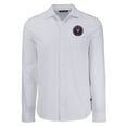 thumbnail image 2 of Men's Cutter & Buck White Inter Miami CF Knitted Advantage Tri-Blend Eco Soft Pique Long Sleeve Button-Up Shirt, 2 of 3