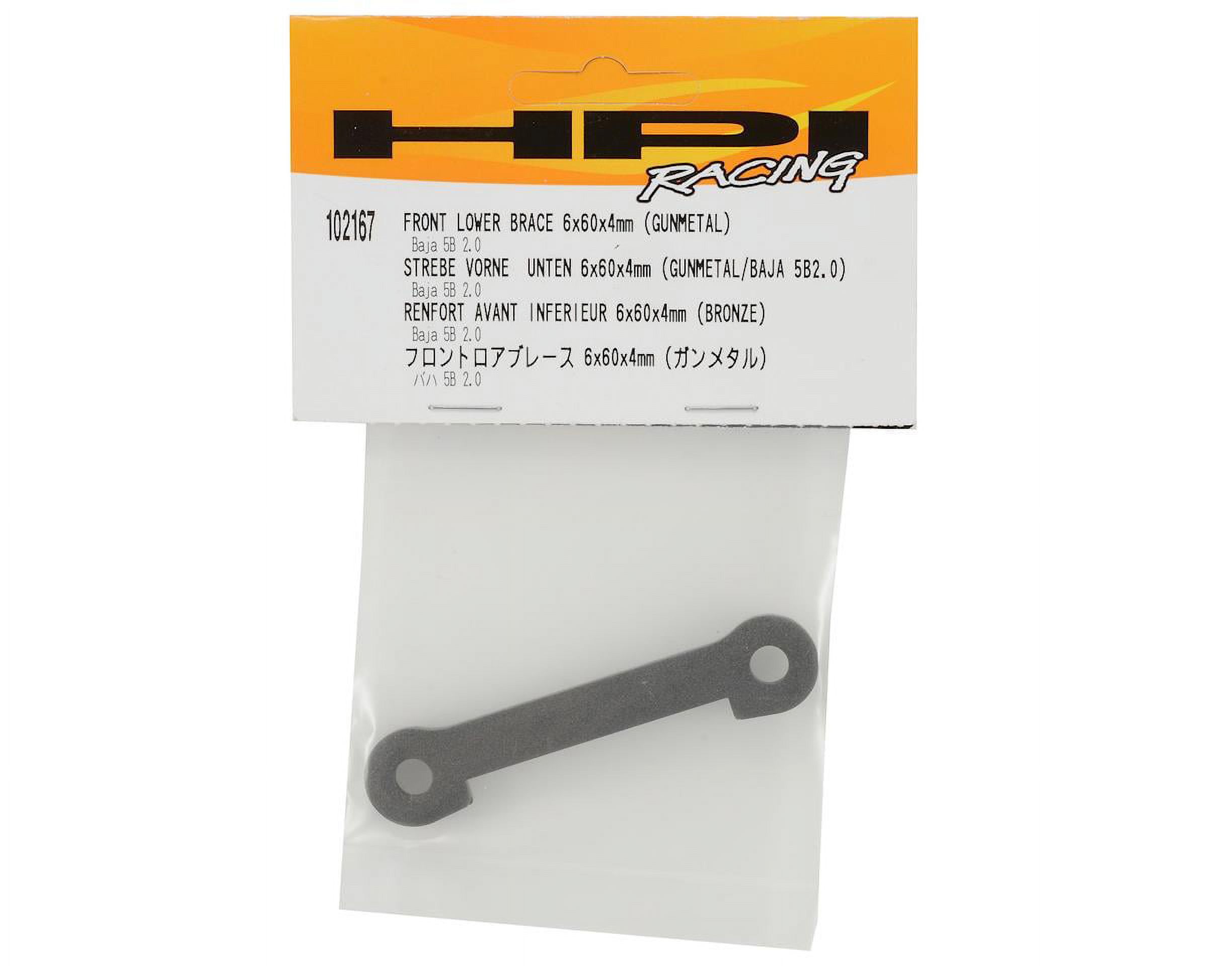 HPI Racing HPI102167 6 x 60 x 4 mm Gunmetal Front Lower Brace for Baja 5SC, D-Box & Boss - image 2 of 2