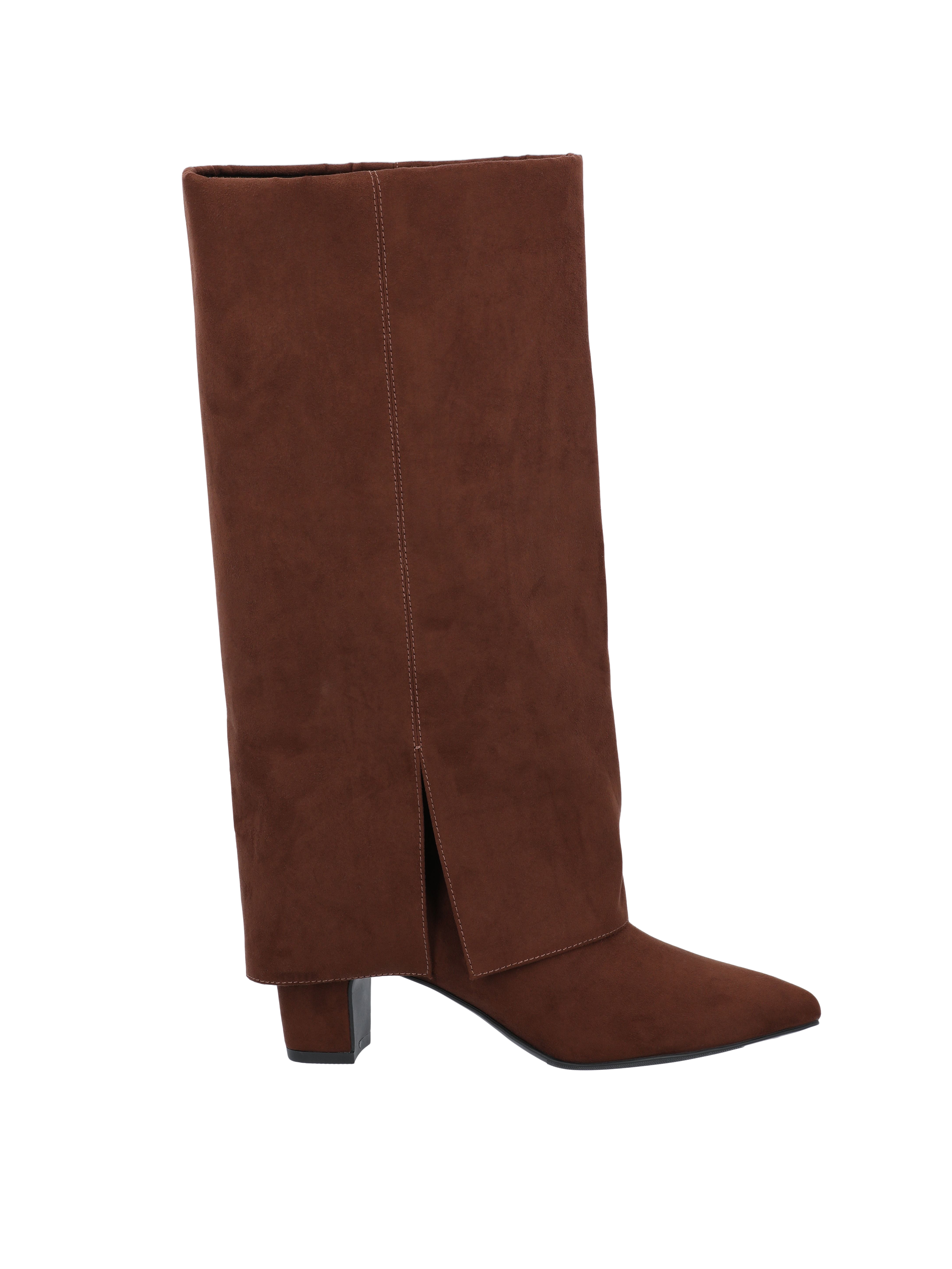 Time and Tru Women's Faux Suede Foldover Tall Boots