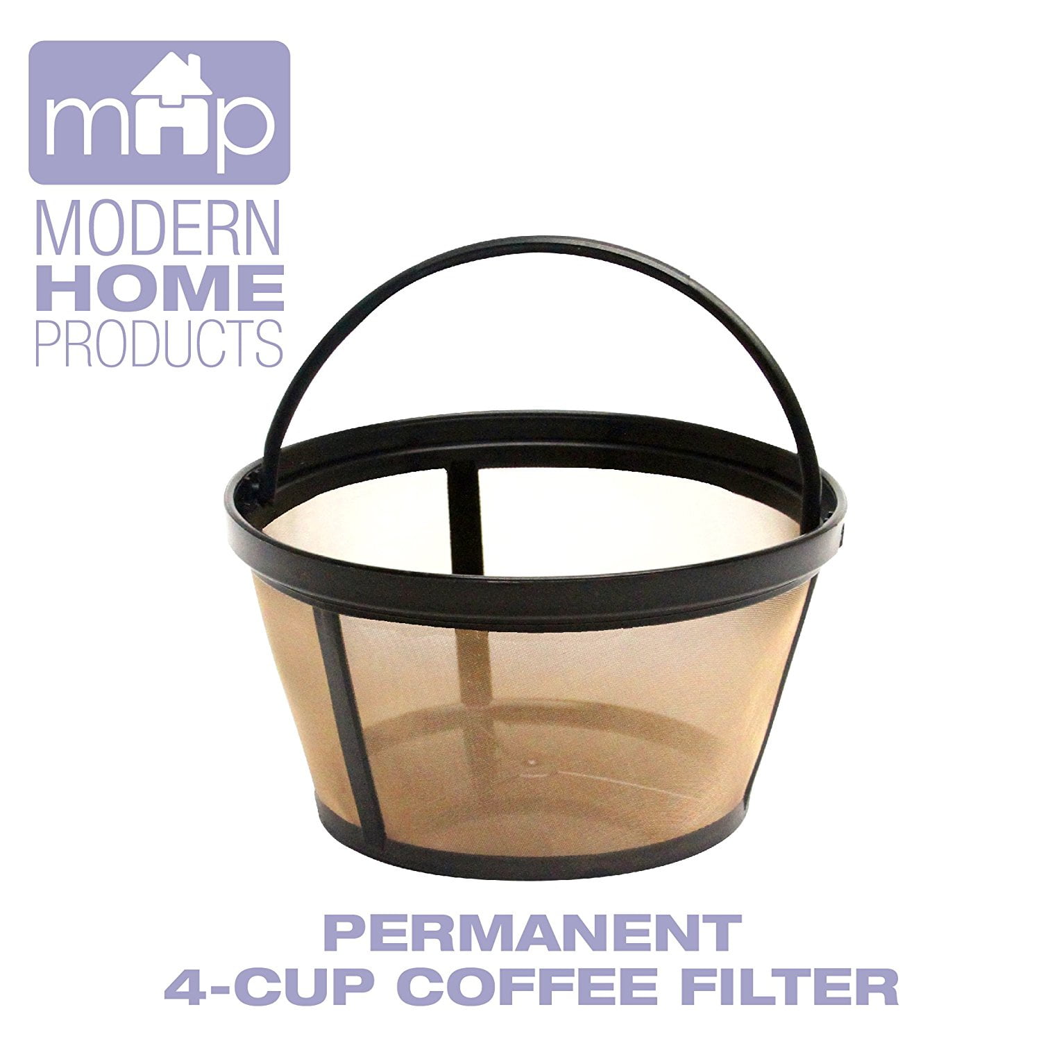 Reusable Gold Tone Permanent #4  Shape Coffee Filter Mesh Basket Filter NEW 