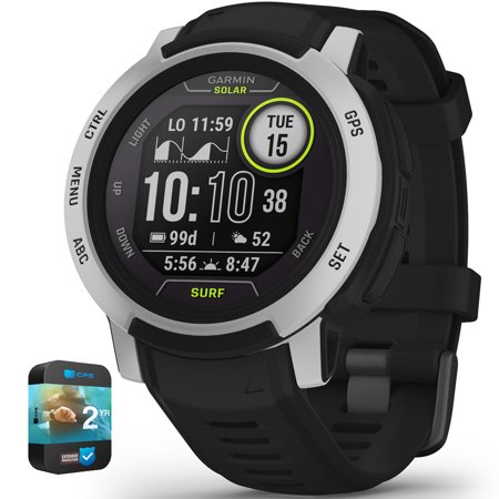 Garmin 010-02627-15 Instinct 2 Solar Smartwatch Surf Edition Bells Beach Bundle with Premium 2YR CPS Enhanced Protection Pack