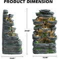 thumbnail image 7 of Grepatio Outdoor Water Fountain 7 Tier Cascading Rock Waterfalls Fountains with LED Lights and Pump Indoor/Outdoor Modern Floor Standing Garden Water Fountain for Yard, Patio, House Decor, 7 of 7