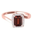 thumbnail image 2 of Mauli Jewels Rings for Women 1.10 Carat Emerald Shape Garnet And Diamond Ring prong 10K Solid Rose Gold, 2 of 7