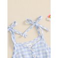thumbnail image 4 of SUNSIOM Little Girls Summer Cami Jumpsuit Sleeveless Button Up Ruffle Trim Plaid Overalls with Belt, 4 of 6