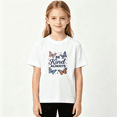 thumbnail image 2 of Be Kind Always Butterfly Girls Graphic Tee, Retro Aesthetic 100% Cotton Kids Short Sleeve T-Shirt, 2 of 5