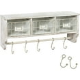 thumbnail image 2 of WYDK Creations Wall Mounted Shelf with Coat Hooks and Baskets, Solid Wood Entryway Organizer Wall Shelf with Hooks - Hang Coats, Keys or Coffee Mugs, Rustic Whitewashed 24" Wide, 2 of 10