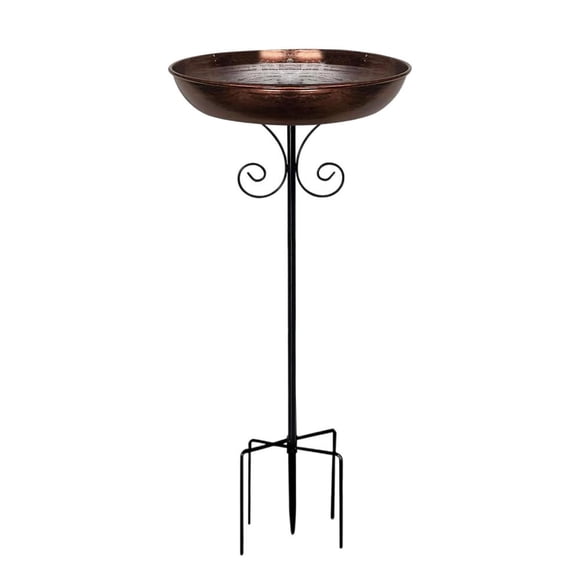 Feltree Vintage Iron Bird Bath for Outdoor Gardens, 81cm Large Weatherproof Water Bowl with Decorative Leaf Motifs, Wild Bird Attracting Bathing Station