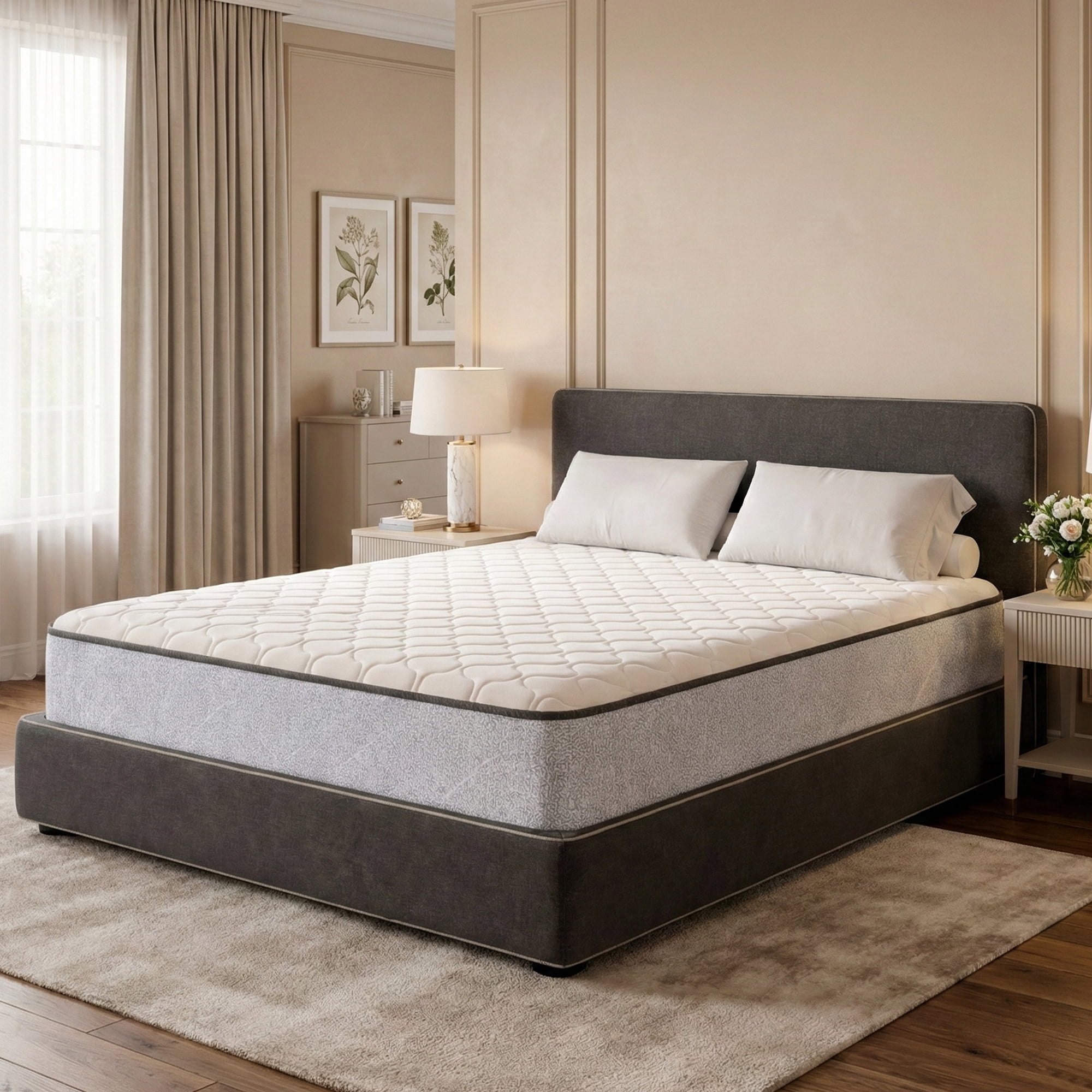 Continental Sleep, 7-Inch Medium Firm High Density Foam Mattress, Comfortable Mattress for Cooler Sleep, Supportive & Pressure Relief, 80" x 33", White