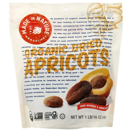 Made in Nature Organic Dried Apricot Fruit, 16 oz (1 Pack)