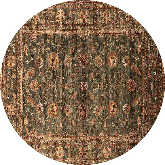 Ahgly Company Indoor Round Oriental Brown Industrial Area Rugs, 8' Round