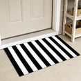 thumbnail image 4 of Black and White Striped Area Rug, Washable Indoor Outdoor Rug for Front Door, Entryway Patio Mat, Farmhouse Front Porch Decor, Low Profile Doormat for Kitchen, 4 of 7