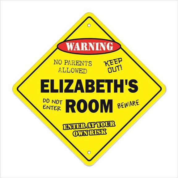 Elizabeth's Room Sign Crossing Zone Xing | Indoor/Outdoor | 12" Tall kids bedroom decor door children's name boy girl