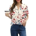 thumbnail image 2 of NAMTYQX Cute Summer Tops for Women Short Sleeve Blouses for Women Button V Neck Summer Shirts for Women Red Size M, 2 of 4