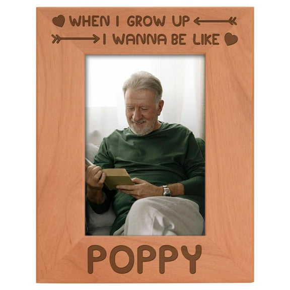 Personalized Gifts Grandson Granddaughter Gift Be Like Poppy Natural Wood Engraved 4x6 Portrait Picture Frame Wood