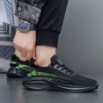 thumbnail image 5 of Men's Big Size Black Green Gradient Knit Lace Up Casual Running Sneakers, Breathable Lightweight Non-Slip Wide Toe Outdoor Daily Walking Footwear, 5 of 9
