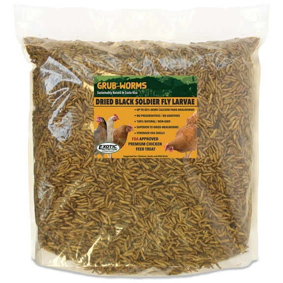 10 LB Grub-Worms Chicken Feed | Grown In Americas | Better Than Mealworms | Dried Black Soldier Fly Larvae BSF