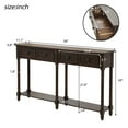thumbnail image 7 of 58" Console Table with 2 Drawers and Bottom Shelf, Wooden Narrow Buffet Sideboard with Metal Handle Vintage Entryway Display Storage Cabinet Accent Sofa Table for Living Room Kitchen, Espresso, 7 of 7