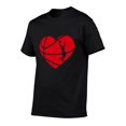 thumbnail image 2 of Camiseta de baloncesto de manga corta con estampado de corazón - 100 % algodón, cuello redondo informal para hombre y mujer - Regalo perfecto para los amantes del deporte, ideal para Navidad. Camiseta, 2 of 7