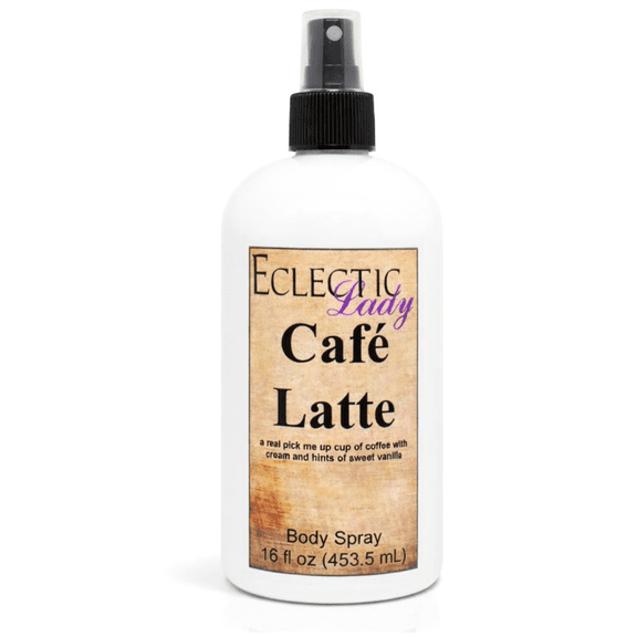 Cafe Latte Body Spray, Eclectic Lady, Hydrating Mist, Unisex, 16 oz