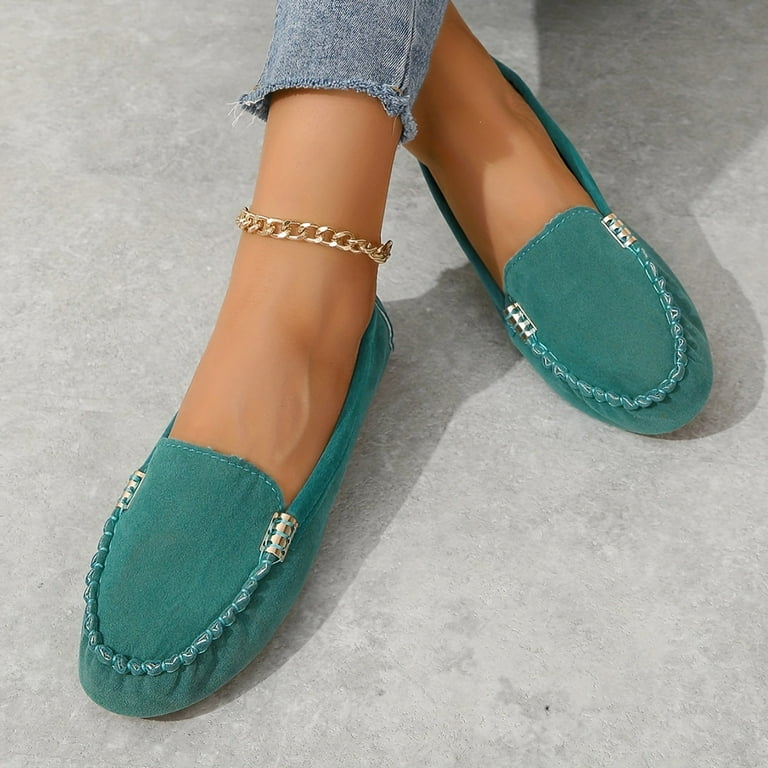 hopeusnice Women's Suede Loafers Slip On Flats Comfortable Driving