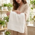 thumbnail image 3 of REGALWOVEN 2 Pack Luxury Striped Cotton Hand Towels, Ultra Soft Absorbent Quick Dry Bath Towels for Bathroom, Kitchen, Spa, Hotel White 29" x 13", 3 of 7