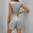 thumbnail image 6 of aidice Dressy Jumpsuits for Women Summer Casual V Neck Button up Sleeveless Belt Striped Office Rompers, 6 of 6