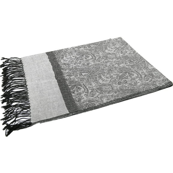 Jacquard Paisley Pashmina Shawl Wrap Elegant Double-Sided Two Tone Vintage Scarf