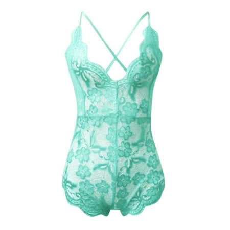 

Women s Lingerie Fashion Bobysuit Plaid Bodysuit Green XXXL